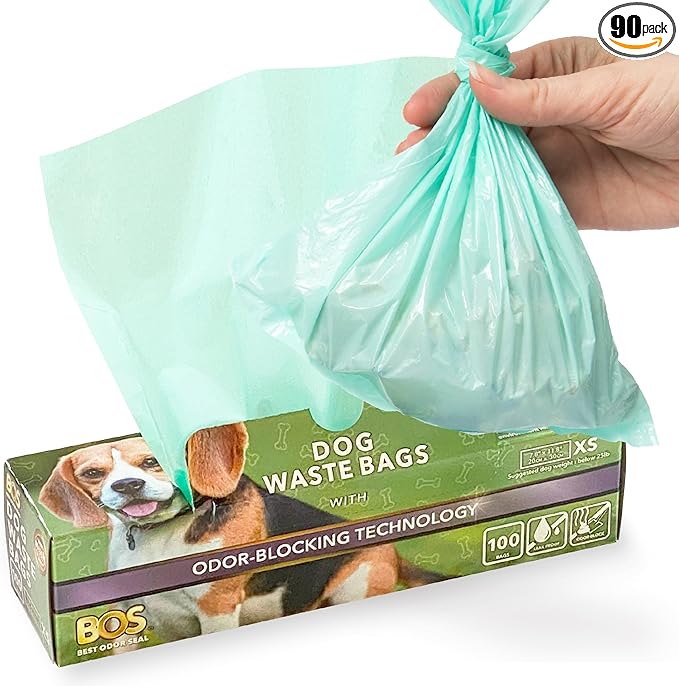 BOS Odor-Sealing Dog Poop Bags for Pet Waste - Disposal Doggy Bags - Scent & Smell Free (100Bags) [Size: XS, Color: Light Mint Green] (Pack of 1)