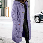 LOAIHA Women Chunky Cable Knit Long Sleeve Cardigan Fall Winter Trendy Oversized Button Down Sweaters Outerwear with Pocket