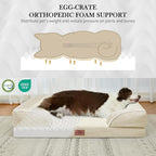 Comfort Expression Orthopedic Dog Bed for Extra Large Dogs 45x35 Inch, Waterproof Supportive Egg Crate Foam XL Pet Bed with Removable Bolsters, Dog Couch with Washable Cover & Non-Slip Bottom, Beige