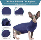 SUNFURA Turtleneck Sweater for Cat, Sphynx Cats Shirt Hairless Cat Sweaters with Sleeves, Warm and Soft Kitten Pullover Fleece Winter Pajamas Jumpsuit for Puppy Cats, Navy S