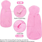 EXPAWLORER Dog Hoodie Fleece Sweater Vest, Hooded Dog Sweatshirt Fall Winter Pet Clothes with Leash Ring, Sleeveless Warm Cozy Puppy Clothing for Cat Small Medium Large Dogs Girl Boy, Pink M