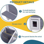 GEGURI Insulated Cat House Outdoor Weatherproof Feral Cat Shelter for Winter Large Wooden Enclosure with Escape Door