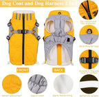 Gyuzh Dog Coat with Harness Dog Jacket Winter Waterproof Dog Coats Dog Harness Coat Cold Weather Winter Dog Coat with Harness Built in for Small Medium Large Dogs
