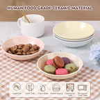 Ceramic Cat Food Bowl Set - 5.75 inch Colorful Cute Cat Dishes with Non Slip Pads - Wide Shallow Whisker Friendly - Microwave and Dishwasher Safe - 6 Pack - 8.5 oz