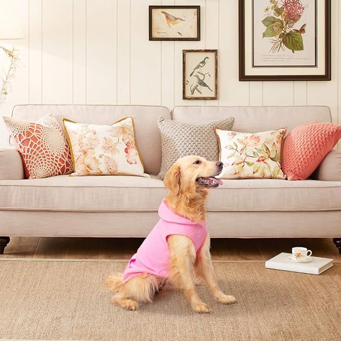 EXPAWLORER Dog Hoodie Fleece Sweater Vest, Hooded Dog Sweatshirt Fall Winter Pet Clothes with Leash Ring, Sleeveless Warm Cozy Puppy Clothing for Cat Small Medium Large Dogs Girl Boy, Pink S