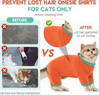 Sticky Cat Clothes Stretchy, Sphynx Hairless Sweater & Pajamas for Cats only, Soft Cat Onesie for Cats After Surgery Female Male & Hair Loss Prevention, Orange XS