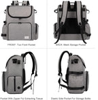 Modoker Dog Travel Bag Backpack, Airline Approved Pet Accessories Organizer for Dog and Cat with Shoulder Strap, 2 Dog Food Storage Containers, 2 Collapsible Dog Bowls,1 Pet Mat, Grey