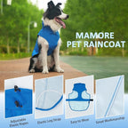 Waterproof Dog Raincoat, Adjustable Lightweight Dog Rain Jacket with Reflective Strip Leash Hole for Small Medium Large Dogs (Blue, 3X-Large(77-94lb))