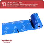 Downtown Pet Supply Poop Bags for Dogs with Dispenser, 180 Count - Leak-Proof Dog Waste Bags and Bone-Shaped Dog Poop Bags Holder for Leash - Rainbow with Paw Prints, 12.5" x 8.5"