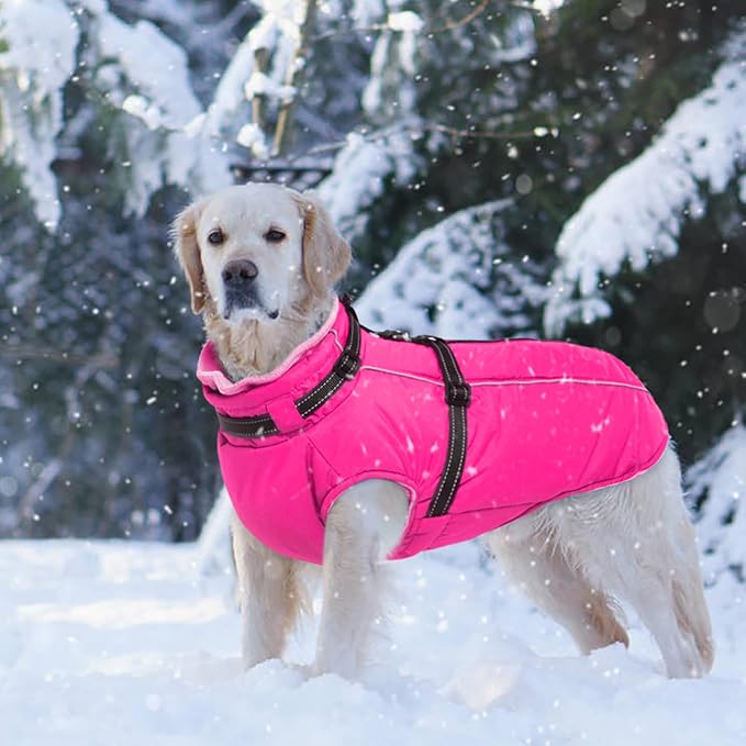 Lelepet Dog Winter Coat Waterproof Dog Jacket with Harness Built in Windproof Reflective Cold Weather Coats for Small Medium Large Dogs, Thermal Fleece Lined Coats for Walking Camping, Maltese, XS