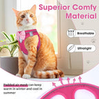 Cat Vest Harness and Leash Set for Walking Escape Proof, Adjustable Kitten Harness Breathable Mesh with Reflective Strips Harness for Kitty Puppy Bunny (Pink,M)