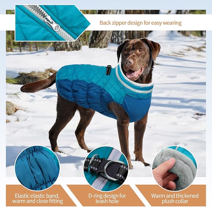 Dog Jackets for Medium Dogs,Medium Dog Coat,Warm Pet Winter Coat Zip Up Back,Waterproof Dogs Jacket with D-Ring,Pet Cold Weather Coats with Fleece Lined, Snowsuit Pug Boston Terrier,M