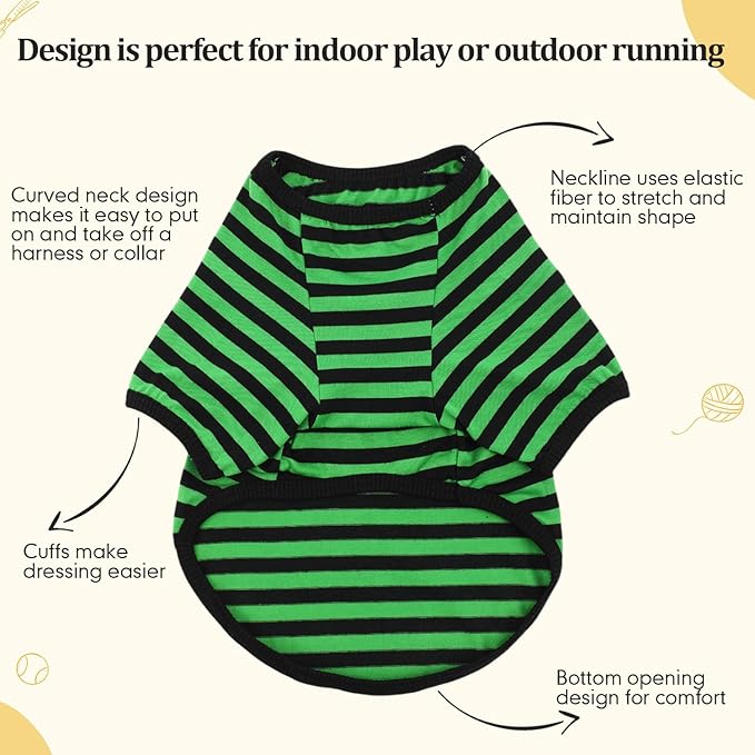 Geyoga 6 Pieces Dog Striped T-Shirt Cotton Breathable Pet Apparel Colorful Puppy Sweatshirt Clothes for Small to Medium Dogs Puppy (Dark Color,L)