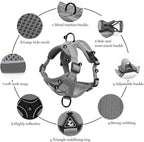 Wanheart cat Chest Harness and Leash, Anti-Escape Adjustable Soft mesh cat Leash and Chest Harness Set for All Types of Cats cat Vests (Grey, 3.3-6.6lb)