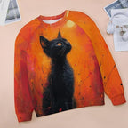 Long Sleeve Shirts for Women Cat Oil Painting Shirt 3D Graphic Sweatshirts Fall Pullover Crewneck Vintage Boho Tops