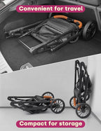 Dog Stroller for Small Medium Dogs Up to 60lbs, 4 Wheels Folding Pet Stroller with Detachable Carrier, Pet Travel Carrier for 2 Dogs & Cats, Storage Basket, Breathable Mesh, Cup Holder, Black