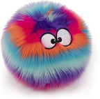 goDog Furballz Squeaky Plush Ball Dog Toy, Chew Guard Technology - Cool Rainbow, Large