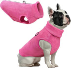 Idepet Dog Fleece Vest Sweater Zip Up Warm Pullover Dogs Jacket with D-Ring Leash Winter Cold Weater Coat Pet Sweatershirt Clothes Hoodie for Small Medium Dogs Boy Girl (Rose Red, XXS)