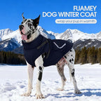 FUAMEY Dog Winter Coat Reflective Strips, Cozy Dogs Jacket with Harness Back Zipper, Fleece Lined Puppy Vest Thermal Clothes, Dog Cover for Cold Weather Snow Outfits, French Bulldogs (Dark Blue, M)
