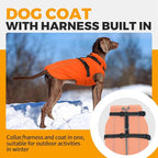 Lelepet Dog Winter Coat Waterproof Dog Jacket with Harness Built in Windproof Reflective Pet Coats for Small Medium Large Dogs, Thermal Fleece Lined Coats for Cold Weather Walking Hiking, Orange, S