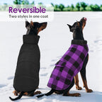 ASENKU Dog Jacket Plaid Reversible Reversible Dog Vest Waterproof Cold Winter Clothes Pet Apparel for Small Medium Large Dogs (L, Purple)