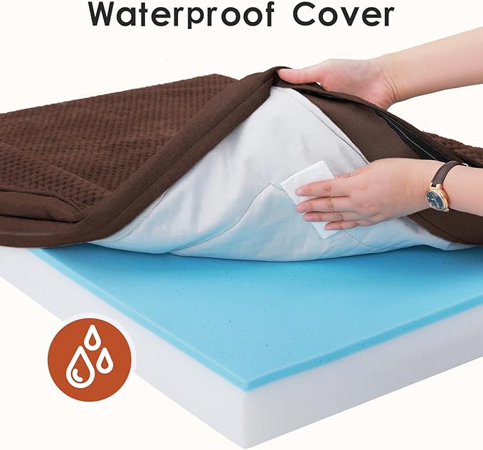 Orthopedic Dog Bed Medium Size Dog, Memory Foam Pet Bed for Medium and Large Dogs, Washable Removable Cover, Nonskid Bottom, Waterproof, 35x23x6 Inches, Brown Grey