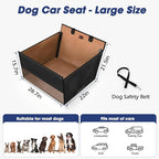 FURTIME Large Dog Car Seat, Upgraded PU Leather Back Seat Extender with Hard Bottom, Waterproof Pet Car Seat Cover for Medium Sized Dog, Pet Hammock for Cars, SUVs, Trucks, Brown