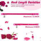 azuza 2 Pack Cat Collar Floral with Bell and Removable Flower Bowtie Breakaway Adjustable Velvet Fabric Cat Collar for Pets and Daily Decoration，Hot Pink & Purple