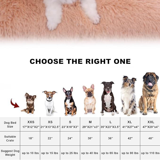 Bedfolks Plush Waterproof Dog Crate Bed, Removable Washable Cover, Faux Fur, Fluffy Kennel Bed 17"x12", Camel