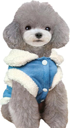 Jecikelon Bowtie Dog Cold Weather Coat Fleece Lining Warm Pet Puppy Turtleneck Dogs Winter Clothes for Small Dogs with D-Ring (Blue, X-Large)