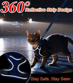 Cat Harness and Leash for Walking Escape Proof Soft Adjustable Cat Leash Breathable Comfortable Vest Easy to Wear Kitten Harness for Outdoor Travel Blue S
