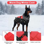 IDOMIK Dog Winter Coat, Reflective Waterproof Dog Jacket for Cold Weather, Warm Pet Coats for Small Medium Large Dogs, High Collar Doggy Fleece Snow Jacket, Winter Vest with Adjustable Buckle,M