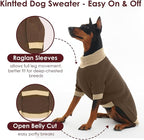 Extra Large Dog Sweater, Sleeve Turtleneck Sweater with Harness Hole, Christmas Pullover Sweaters for Dogs Boy Girl, Winter Dog Jumper for Rottweiler, Alaskan, Great Dane, Brown 4XL