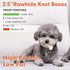 MON2SUN Dog Rawhide Knot Bones Small Rawhide Mini Chew Bones Natural 2.5 Inch 100 Count for Puppy and Small Dogs