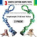 Dog Rope Toy, 2 Pcs Indestructible Dogs Toys, Dog Chew Toys for Aggressive Chewers, Tough Puppy Teething Chew Toys for Boredom, Dental Cleaning Tug of War Dog Toy, Great for Small to Large Breed