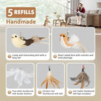 ROSAUI Cat Teaser Wand Toys, Interactive Bird Toys for Indoor Kittens, 42.15’’ Long Cat Fishing Pole Toys, 2Pcs Wires and 5Pcs Natural Refills, Sustainable Wooden Handles, Exercising, Playing