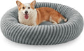 MIXJOY Dog Beds Large Sized Dogs, Washable Dogs Bed with Removable Cover, Cozy Donut Dog Ded Fluffy Plush Faux Fur Pet Bed with Anti-Slip Bottom, 36"x36"x10", Grey