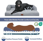 Orthopedic XXL Dog Beds, Waterproof Egg Crate Foam Big Pet Bed for All Breed Sized Dogs 53x42Inch, Washable Extra Large Dog Couch Bed with Removable Cover and Non-Slip Bottom, Grey