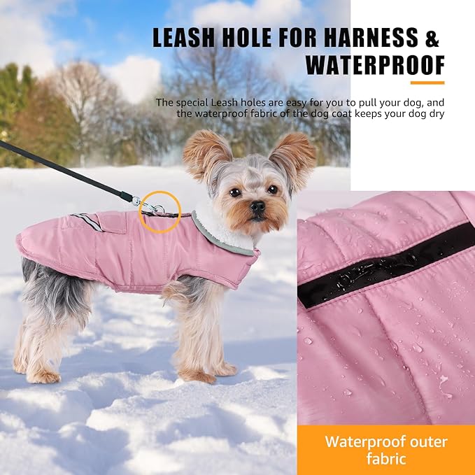 iBuddy Dog Winter Coats with Fleece Vest,Waterproof Warm Dog Snow Jacket Windproof, Reflective Adjustable Pet Dogs Cold Winter Coat for Dogs Girl Boy