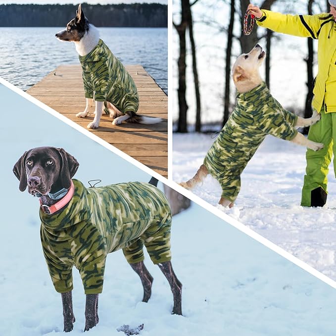 ROZKITCH Extra Large Dog Sweater, Pet Windproof Warm Cold Weather Jacket Vest with Luminous Zipper, Jumpsuit Apparel Outfit Clothes for Large Giant Dog Camo 4XL