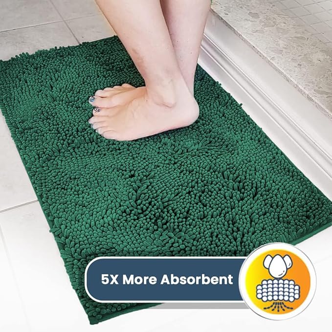 Muddy Mat® Shown on TV – Super Absorbent Door Mat Indoor, Microfiber Quick Dry Chenille Entryway Rug, Non-Slip Front Door Mat, Indoor Mats for Entryway, Machine Washable Pet Rug, Dark Green 24"x36"