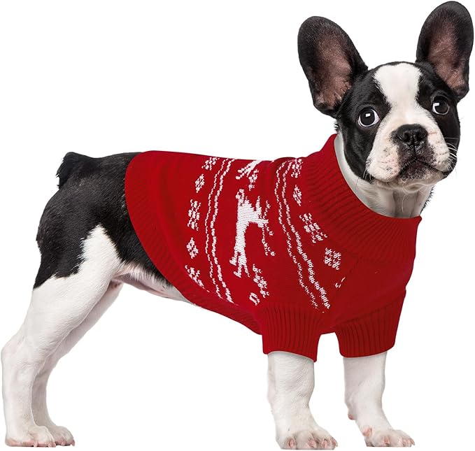 Christmas Dog Sweaters for Small Medium Large Dogs Classic Turtleneck Holiday Xmas Pet Clothes Cozy Stretchy Sweater for Chihuahua, Bulldog, Dachshund, Pug Medium