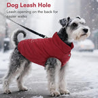 ASENKU Dog Winter Coat - Waterproof Windproof Dog Jacket, Warm Snowproof Doggie Puffer Vest for Cold Weather, Lightweight Snow Coats for Small Medium Large Dogs（XS, Red