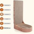 Cat Scratcher, 2 in 1 Multifunctional L Shape Cat Scratch Pad Wall Mounted with Oval Cat Bed Bowl for Indoor Cats (1 PCS Cat Scratcher)