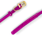 OOPSDOGGY Reflective Rolled Leather Dog Collar Adjustable Soft Padded Pet Collar for Small Medium Large Breed Dogs (Pink, S, 10"-13")