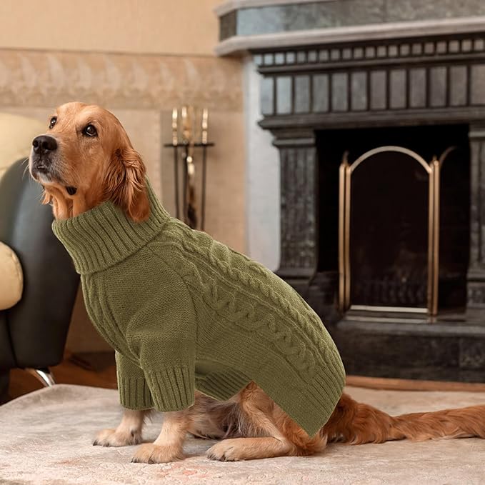 ASENKU Knitted Dog Sweater, Pullover Big Thermal Dog Winter Sweater, Turtleneck Doggy Sweaters for Large Medium Dogs Boy Girl, Warm Pet Sweaters Outfit Border Collie,Pit Bull,Golden Retriever, XL
