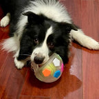 The Mellow Dog Calming Ball with Handle for Dogs, Mellow Dog Calming Ball, Interactive Football Shape Dog Toy, TPR Chewable Material, Squeaky, Water Play, Training & Outdoor Games (Black-B)