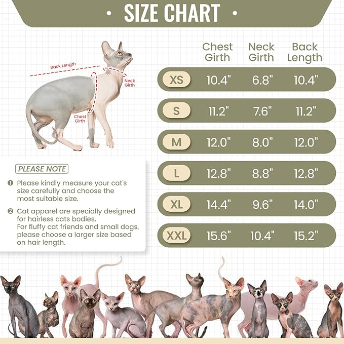 DENTRUN Sphynx Hairless Cats Shirt Pullover Kitten T-Shirts, Breathable Cat Wear Turtleneck Sweater Adorable Cat's Clothes Vest Pajamas Jumpsuit