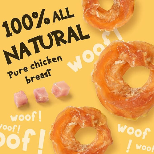 ASMPET Dog Treats Chews, Chicken Rings, Soft Chewy Snacks for Training Rewards 10.6 oz