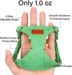 No Pull Dog Harness- Lightweight, Soft, Adjustable Small Harness Collar and Leash Set, Suitable for Cats Puppy Small and Medium-Sized Dog Outdoor Training and Running (Green, XXS)